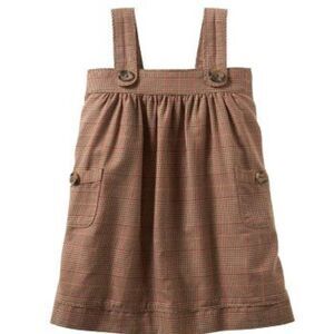 Baby Gap kids girls dress 4 5 XS plaid jumper tank tunic brown pink tan plaid
